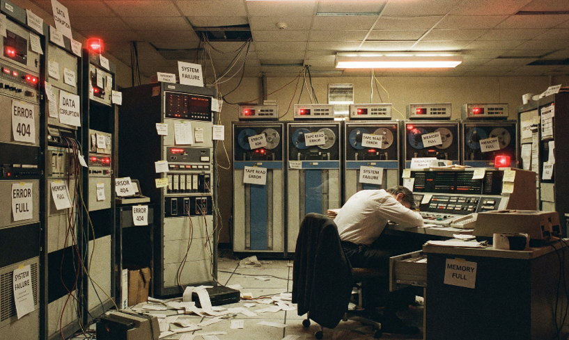 Man in computerruimte