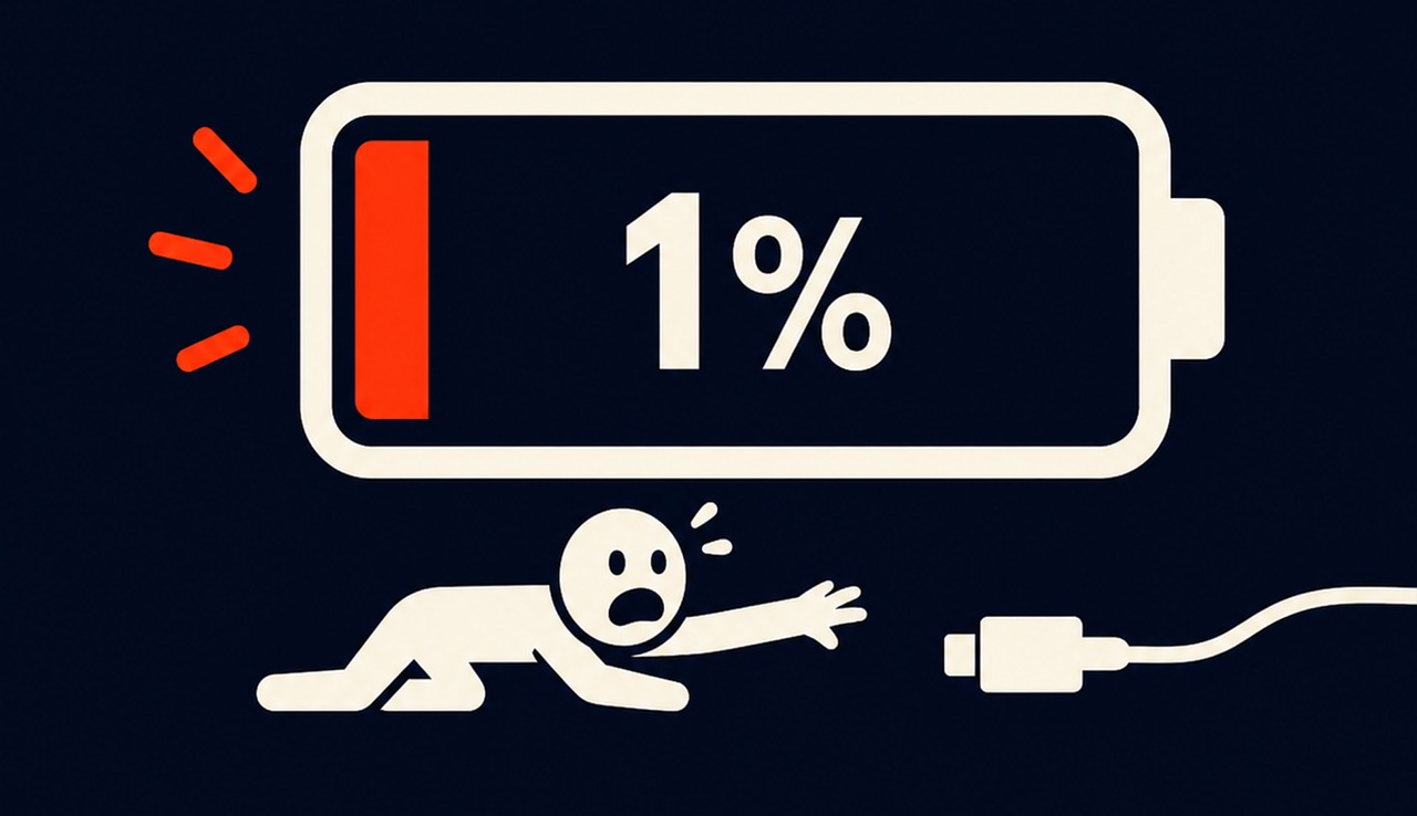 Tekening van bijna lege batterij