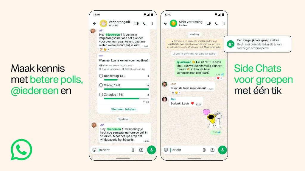 Illustratie over vernieuwingen in WhatsApp
