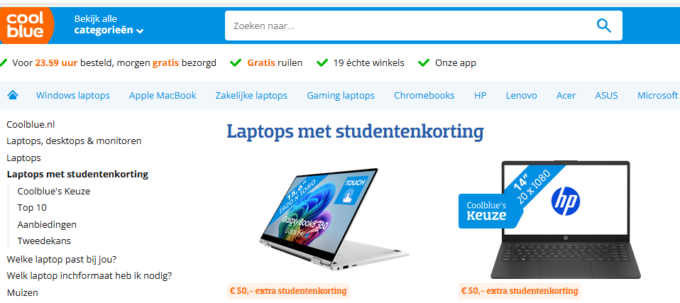 Coolblue studentenkorting