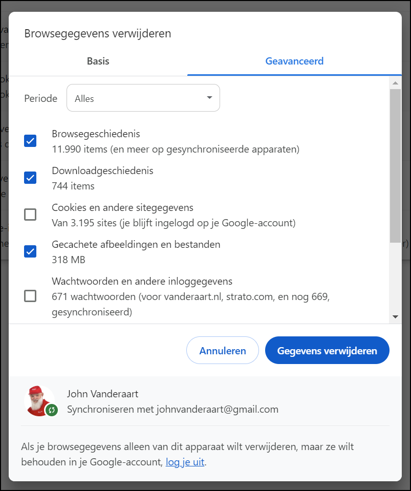 Opschonen van Google Chrome 2