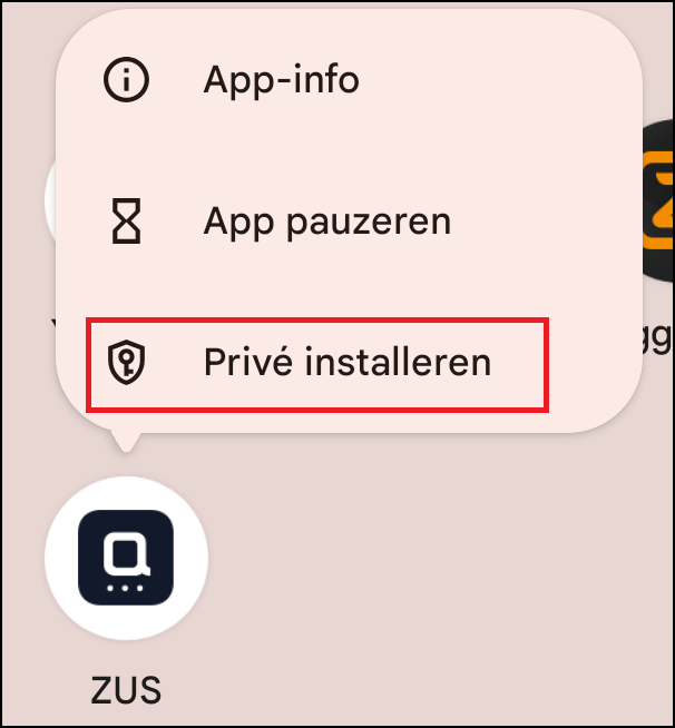 Bestaand app privé installeren Android 15 3