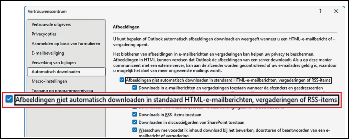Schermafbeelding instellingen