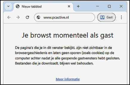 Schermafbeelding gastprofiel