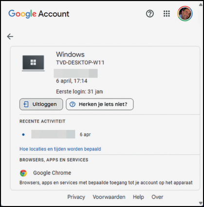 Schermafbeelding Google account
