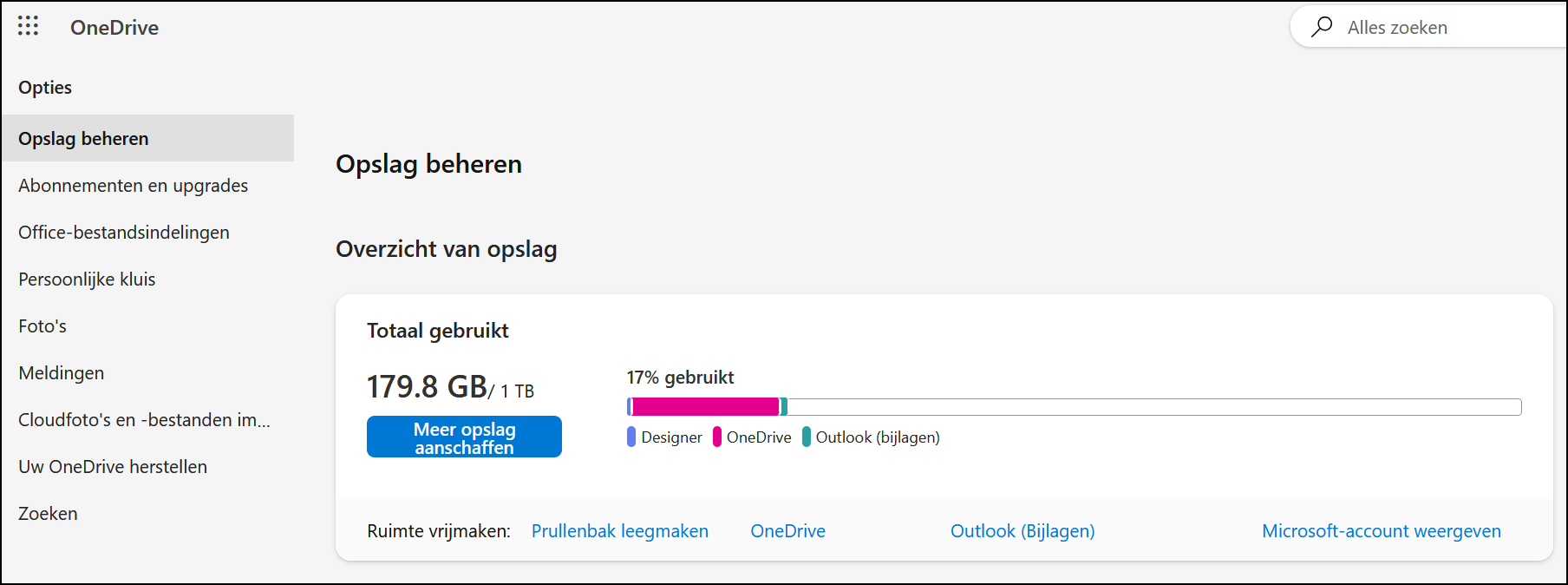 De webpagina die je wat verder achter de OneDrive-schermen terecht doet komen