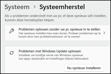 Schermafbeelding systeemherstel