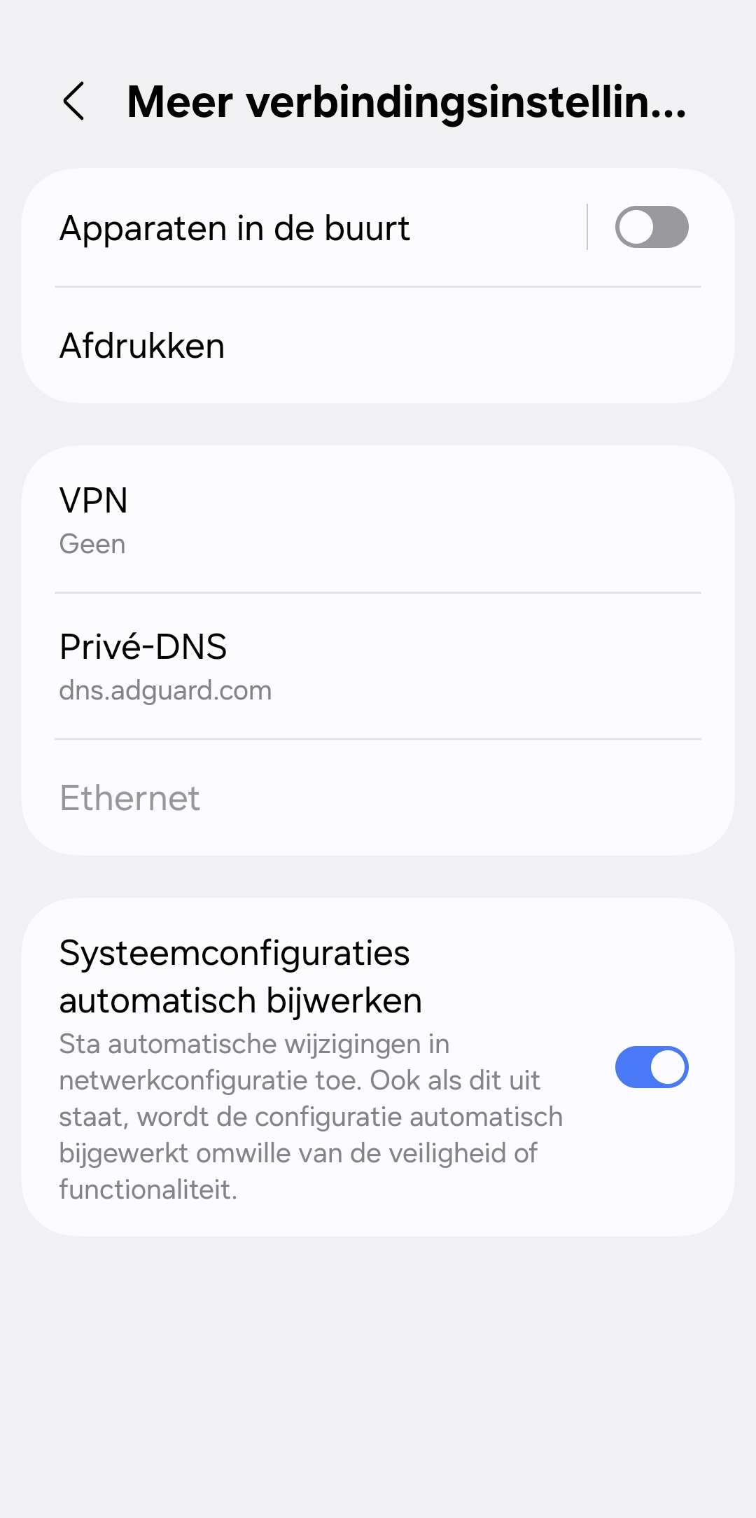 Meer verbindingsinstellingen