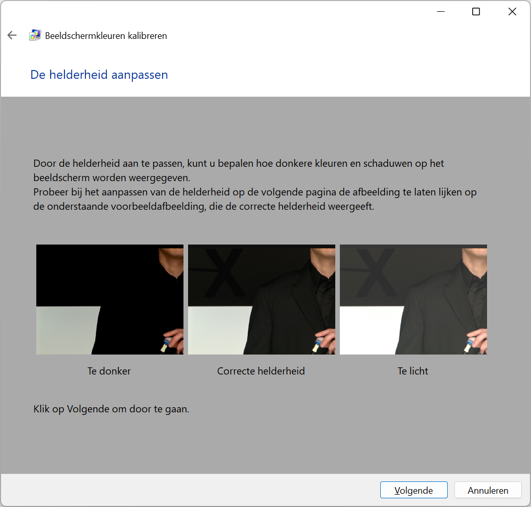 Met behulp van de kalibratiewizard kun je onder meer de optimale helderheid instellen