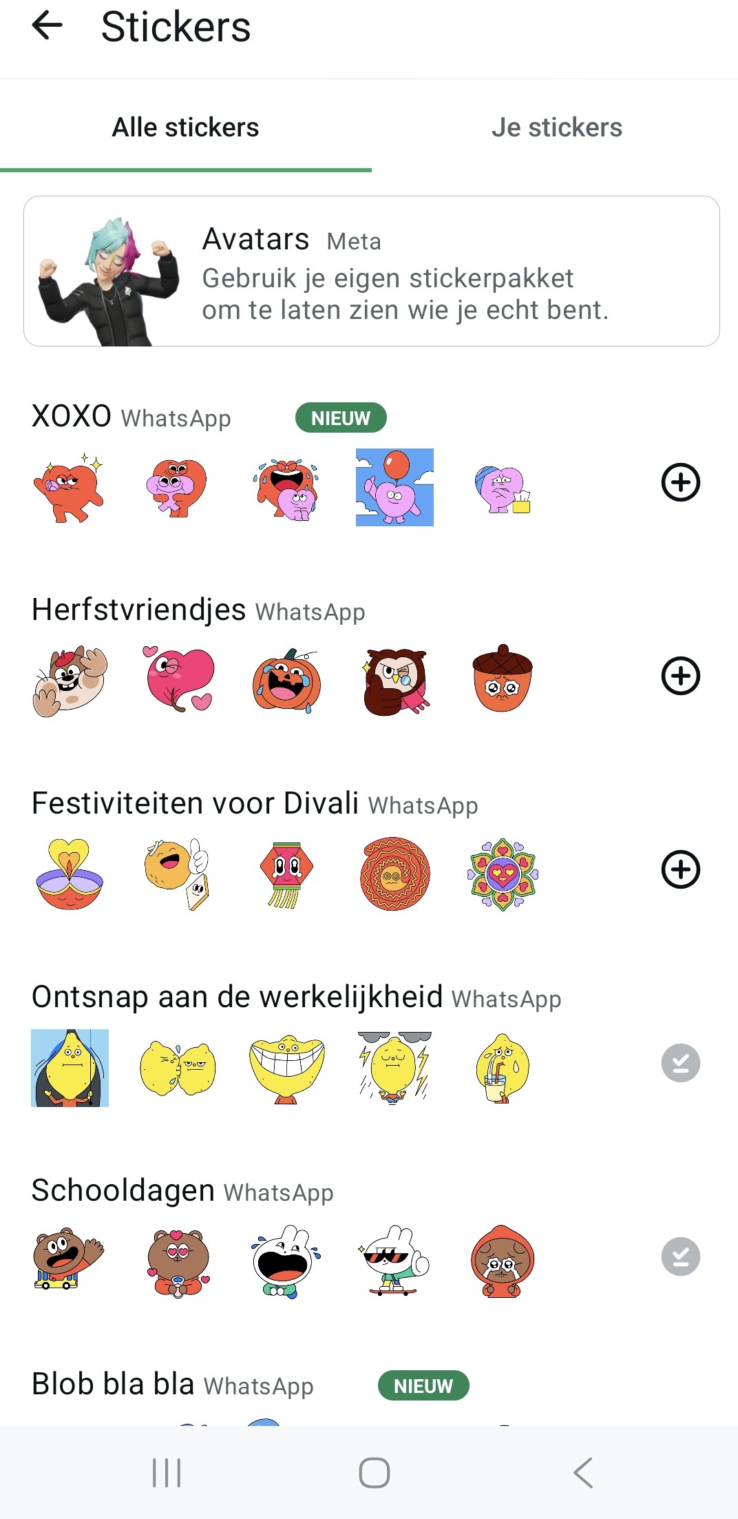 Gedownloade stickerpakketten