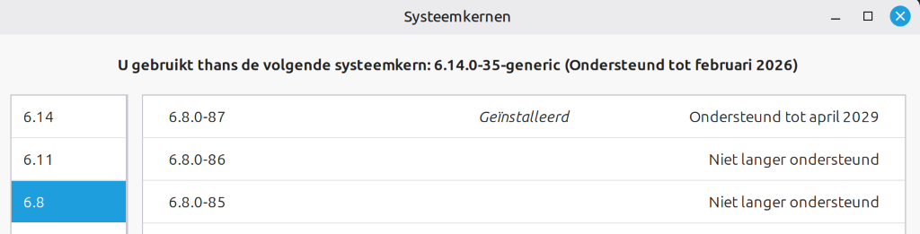 5 6.8 kern geinstalleerd tot april 2029