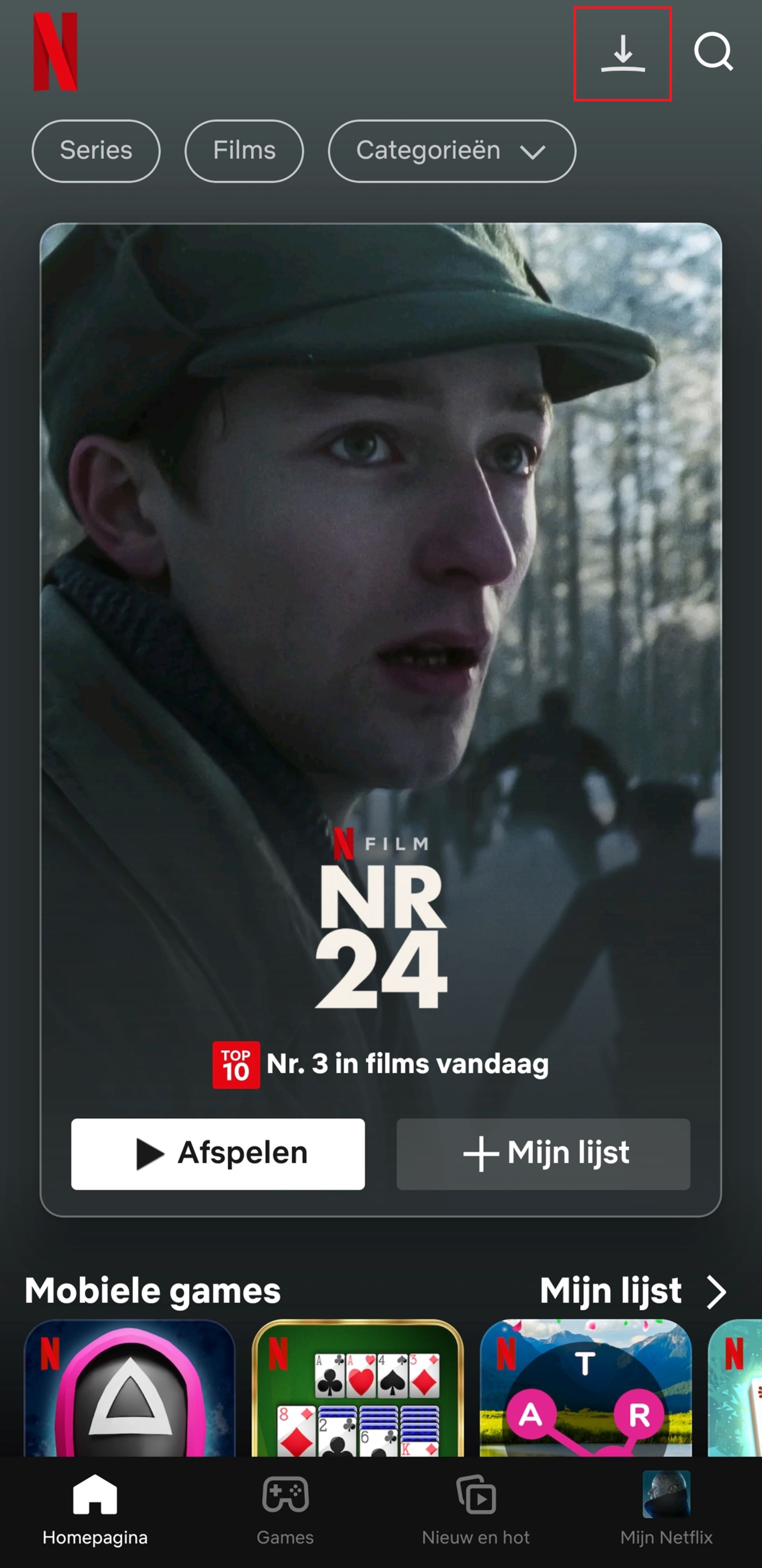 STAP 1 Downloads in de netflix app