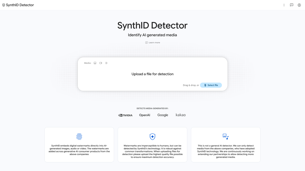 SynthID Detector Homepage Web