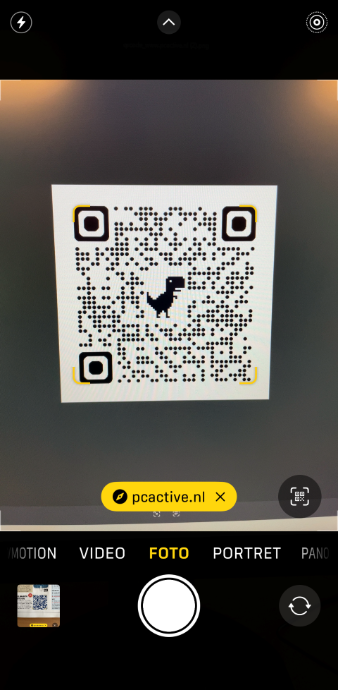 iPhone QR Code scannen pcactive.nl